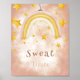 Sweat Behandelt Boho regenbooggouden sterren magis Poster