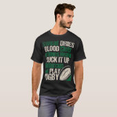 Sweat Dries Blood Clots Bot Heal - Funny Rugby Q T-shirt (Voorkant volledig)