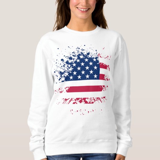 Sweat Femme Blanc Basic USA Flag Trui (Voorkant)