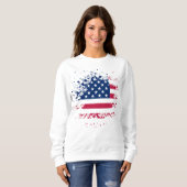 Sweat Femme Blanc Basic USA Flag Trui (Voorkant volledig)