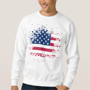 Sweat Man Blanc Basic USA Flag Trui