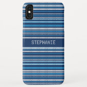 Sweater Blauw Wit Streep Kerstmis Gepersonaliseerd Case-Mate iPhone Case (Achterkant)