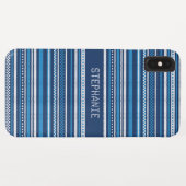 Sweater Blauw Wit Streep Kerstmis Gepersonaliseerd Case-Mate iPhone Case (Achterkant (horizontaal))