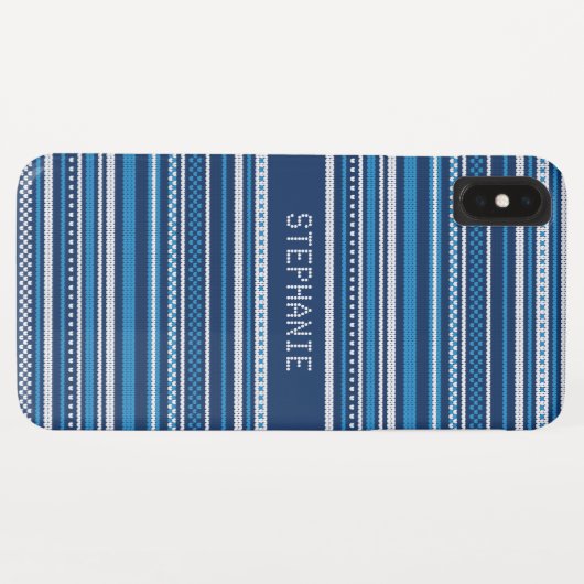 Sweater Blauw Wit Streep Kerstmis Gepersonaliseerd Case-Mate iPhone Case (Achterkant (horizontaal))