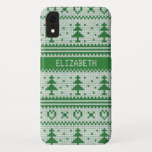 Sweater Groen Wit Kerstboom Gepersonaliseerd Case-Mate iPhone Case (Achterkant)