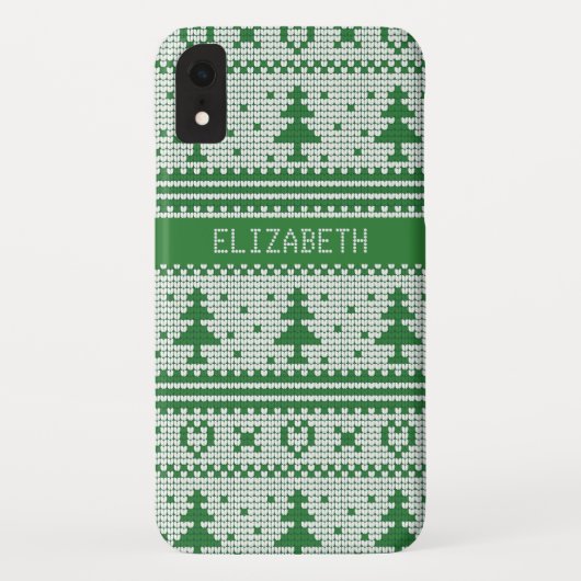 Sweater Groen Wit Kerstboom Gepersonaliseerd Case-Mate iPhone Case (Achterkant)