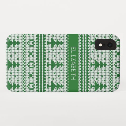 Sweater Groen Wit Kerstboom Gepersonaliseerd Case-Mate iPhone Case (Achterkant (horizontaal))