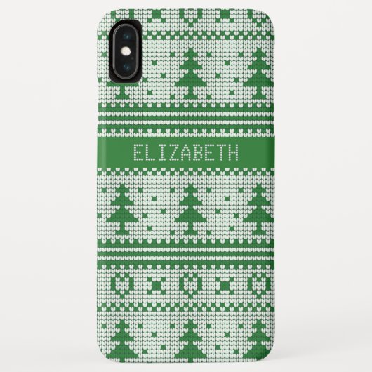 Sweater Groen Wit Kerstboom Gepersonaliseerd Case-Mate iPhone Case (Achterkant)