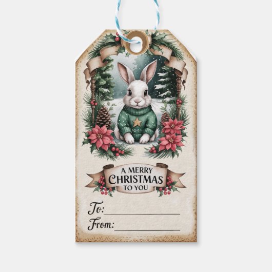 Sweater Konijn & Pijnboom Charm Cadeaulabel (Voorkant)