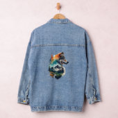 Sweater met afbeelding van wolf en bos denim jacket (Hangar)