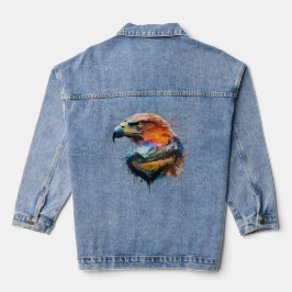 Sweater met waterverf eagle afbeelding denim jacket