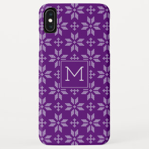 Sweater Paarse witte Fair Isle Christmas Monogram Case-Mate iPhone Case