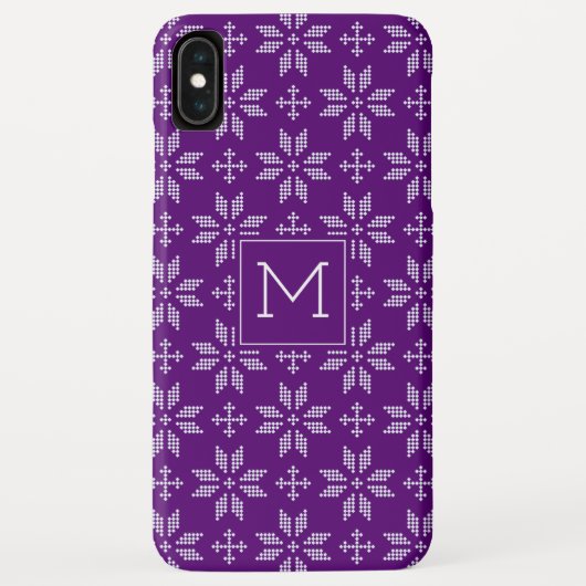 Sweater Paarse witte Fair Isle Christmas Monogram Case-Mate iPhone Case (Achterkant)