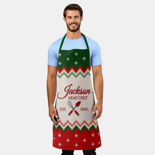 Sweater Pattern Personalized Christmas Apron Schort (Gedragen)