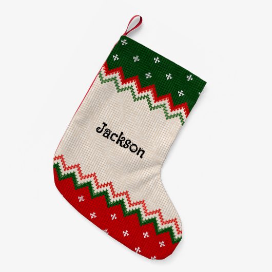 Sweater Pattern Personalized Christmas Stocking Kleine Kerstsok (Voorkant (Hangend))