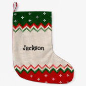 Sweater Pattern Personalized Christmas Stocking Kleine Kerstsok (Voorkant)