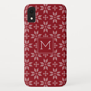 Sweater Rood Wit Fair Isle Kerst Monogram Case-Mate iPhone Case