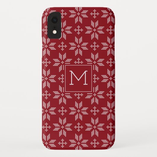 Sweater Rood Wit Fair Isle Kerst Monogram Case-Mate iPhone Case (Achterkant)
