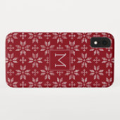 Sweater Rood Wit Fair Isle Kerst Monogram Case-Mate iPhone Case (Achterkant (horizontaal))