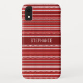 Sweater Rood Wit Streep Kerstmis Gepersonaliseerd Case-Mate iPhone Case (Achterkant)