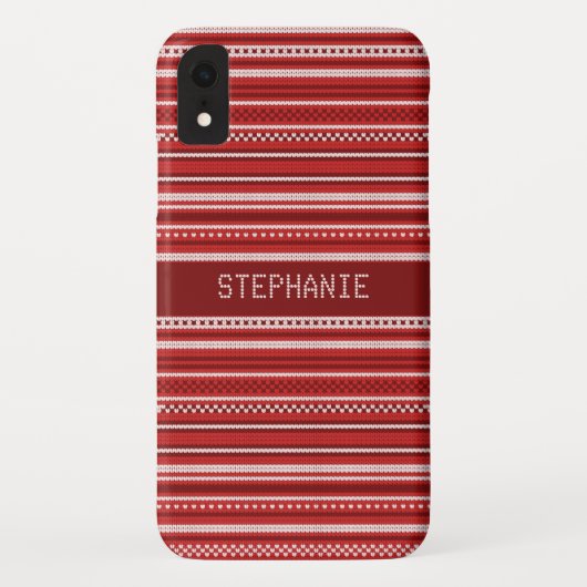 Sweater Rood Wit Streep Kerstmis Gepersonaliseerd Case-Mate iPhone Case (Achterkant)