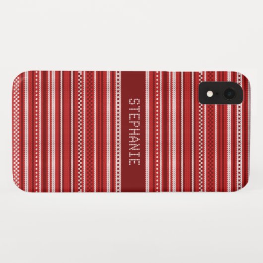 Sweater Rood Wit Streep Kerstmis Gepersonaliseerd Case-Mate iPhone Case (Achterkant (horizontaal))