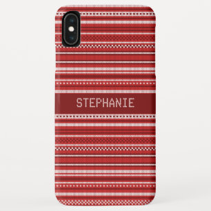 Sweater Rood Wit Streep Kerstmis Gepersonaliseerd Case-Mate iPhone Case