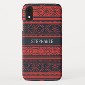 Sweater Rood Zwart Patroon Kerstmis Gepersonalisee Case-Mate iPhone Case (Achterkant)