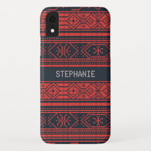 Sweater Rood Zwart Patroon Kerstmis Gepersonalisee Case-Mate iPhone Case