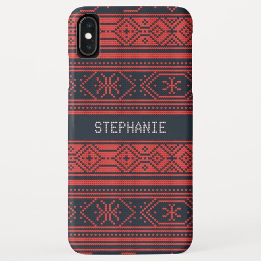 Sweater Rood Zwart Patroon Kerstmis Gepersonalisee Case-Mate iPhone Case (Achterkant)