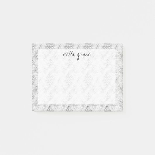 Sweater Weather | Bleek grijs kabelpatroon Post-it® Notes (Voorkant)