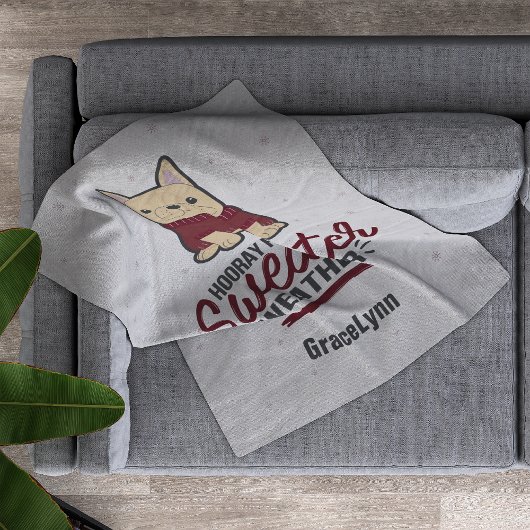 Sweater Weather French Bulldog Fleece Deken