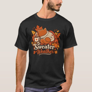 Sweater Weather Gezellige Kat Herfst T-Shirt