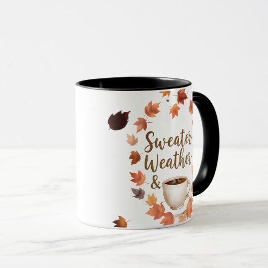 Sweater Weather & Hot Coffee Mug | Cozy Fall Gift Mok (Voorkant rechts)