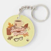 Sweater Weer Quote Gezellige Herfst Look Boek & Mo Sleutelhanger (Achterkant)