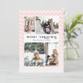 Sweater Weer Roze Kerstmis Multi Foto Feestdagenkaart (Staand voorkant)