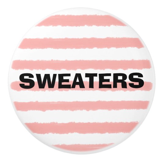 Sweaters Roze Witte Waterverf Stripes Keramische Knop (Voorkant)