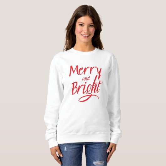 Sweatshirt : Merry and Bright (white) (Voorkant volledig)