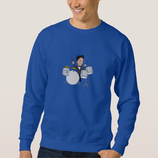 Sweatshirt met drummer-cartoon (Voorkant)
