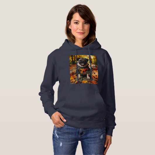 Sweatshirt met een mopshond Halloween (Voorkant volledig)