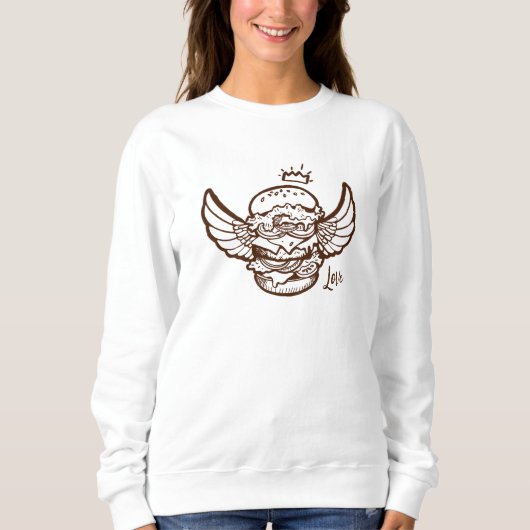 Sweatshirt met hamburgerprint. (Voorkant)