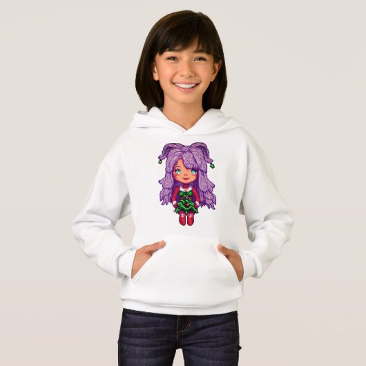 Sweatshirt paars meisje haar voor kinderen (Voorkant volledig)