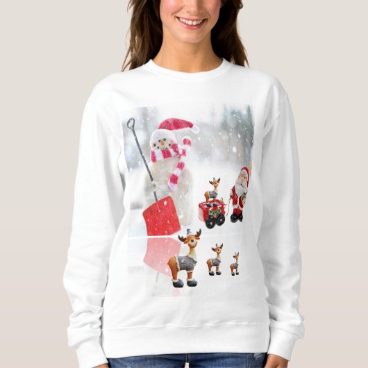 Sweatshirt  Santa Sneeuwman Rendier (Voorkant)