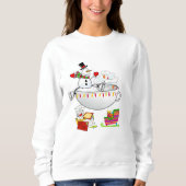Sweatshirt  Sneeuwman in een Koffie Mok (Voorkant)