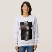 Sweatshirt Trend Abstract Zwart Wit Poedery (Voorkant volledig)