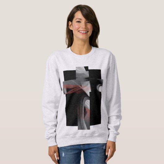 Sweatshirt Trend Abstract Zwart Wit Poedery (Voorkant volledig)