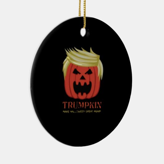Sweatshirt, Trumpkin, Halloween Merch Keramisch Ornament (Rechts)
