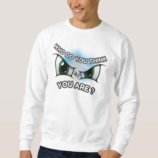 Sweatshirt: Wie denk je (wit) Trui (Voorkant)