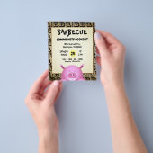 Sweaty Pink Cartoon Pig | Barbecue Flyer (Hand)
