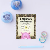 Sweaty Pink Cartoon Pig | Barbecue Flyer (Enkel)